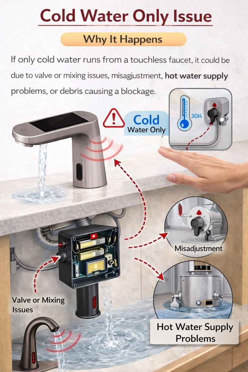 Commercial stainless steel sensor faucet with temperature mixing system