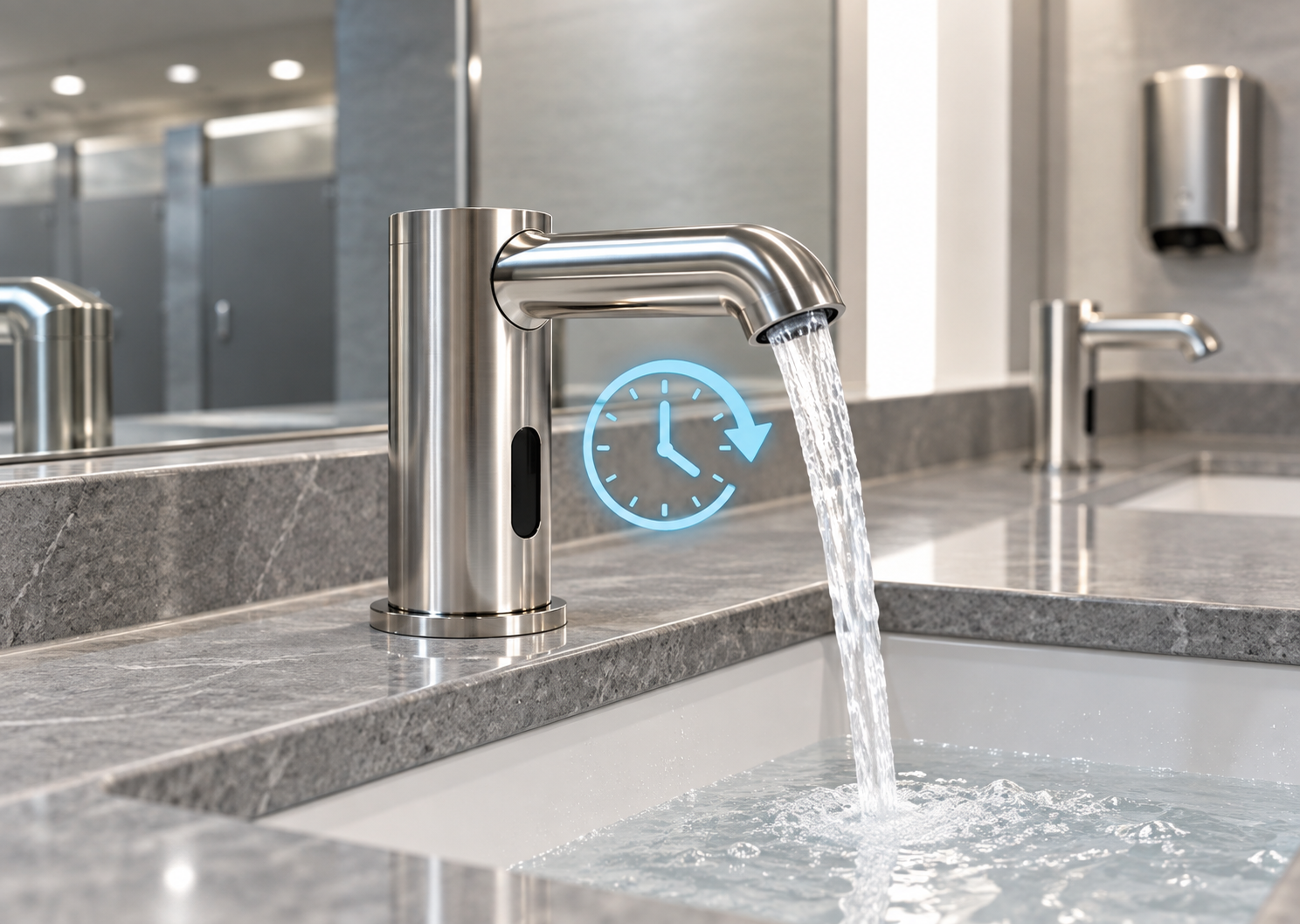 Commercial sink system with automatic faucet