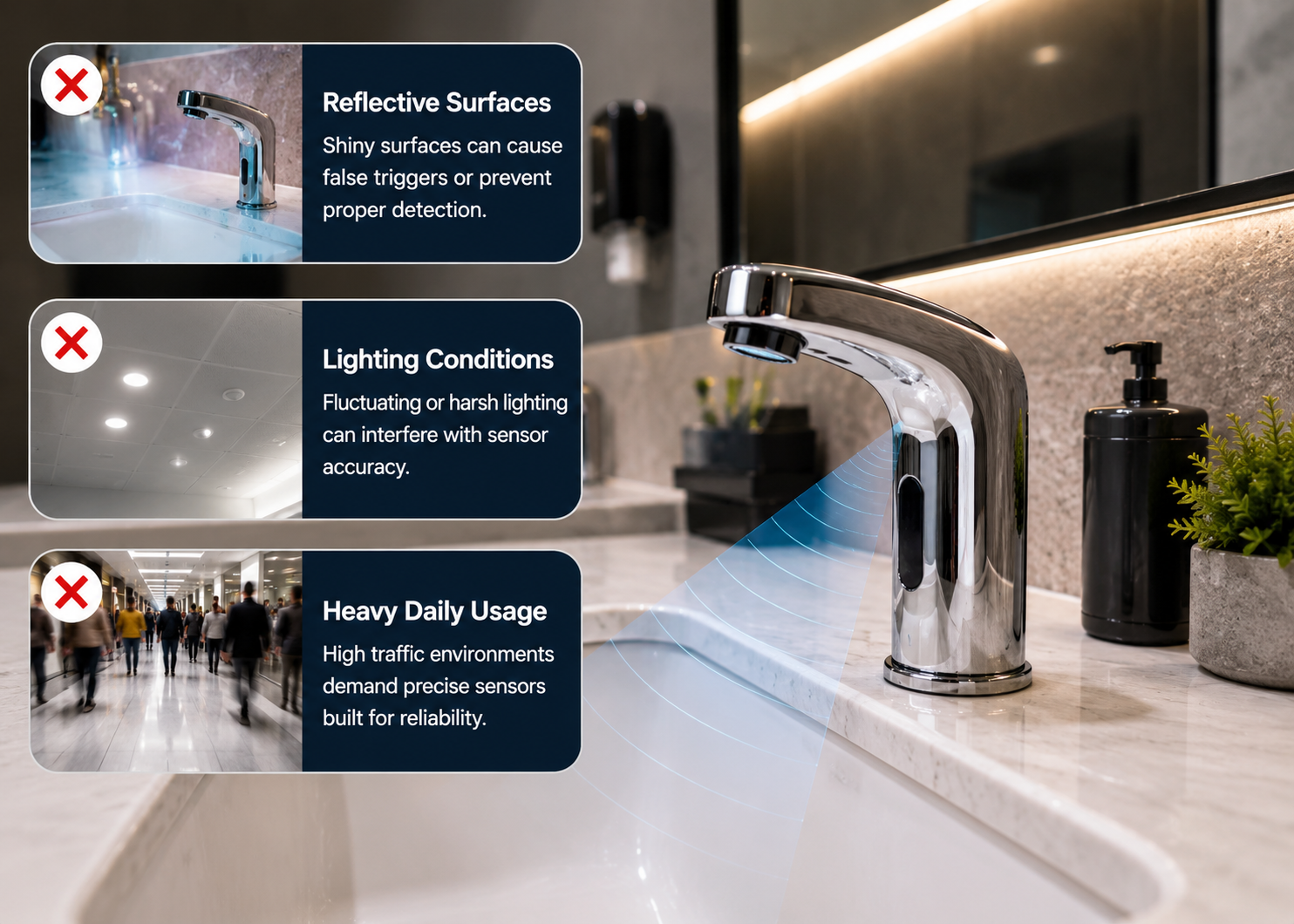 Commercial restroom sink area