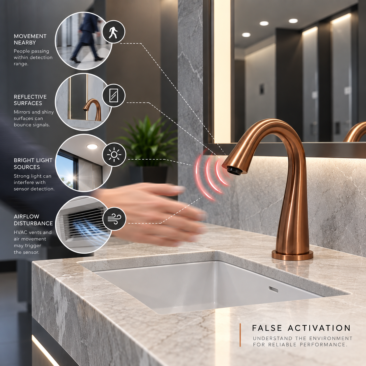 Touchless faucet with unwanted sensor activation
