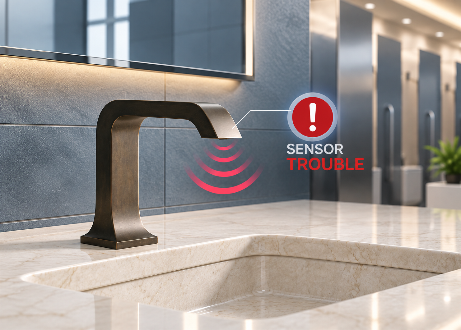 Touchless faucet with an unexpected sensor activation problem