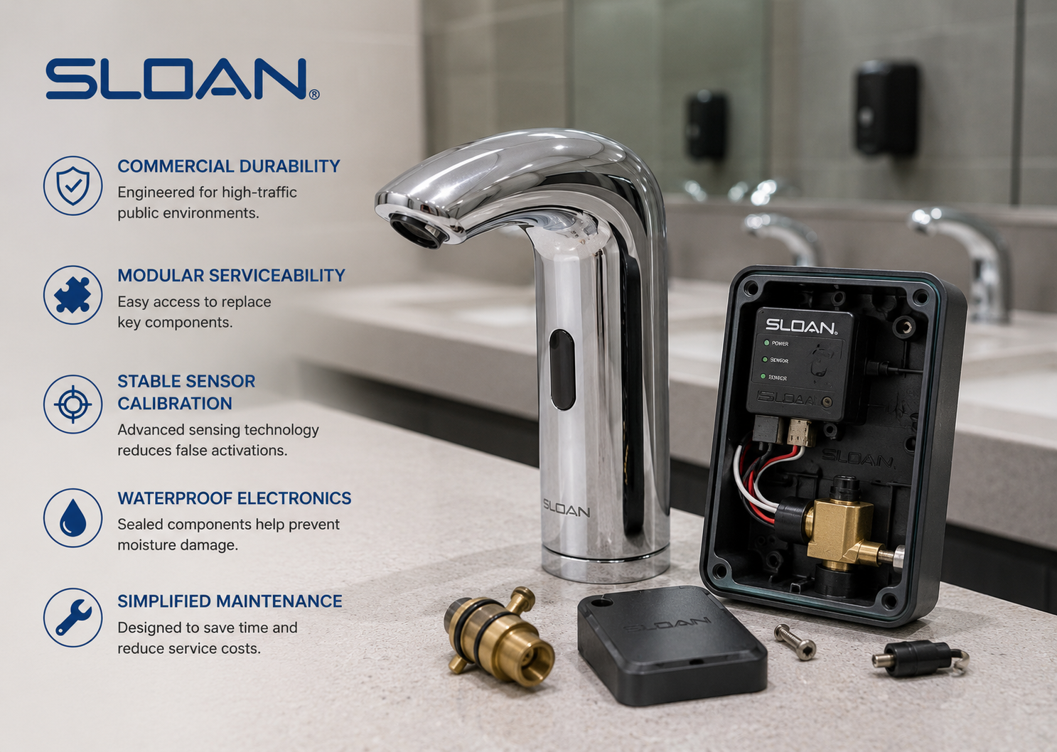 Modern commercial touchless faucet technology
